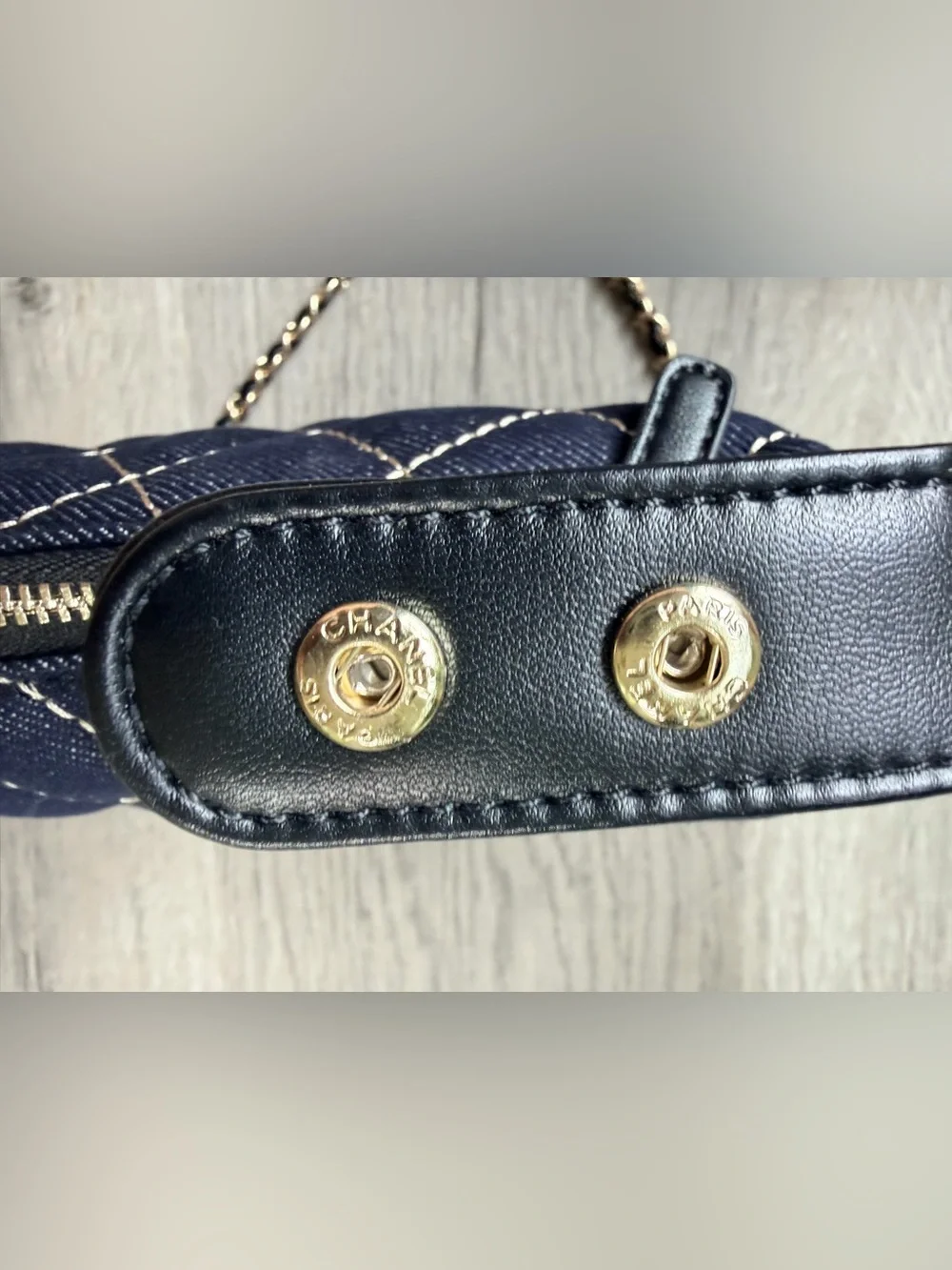 FULL SET NEW Chanel MAKEUP Denim Quilted Hobo Clutch w Chain w Gold Hardware
